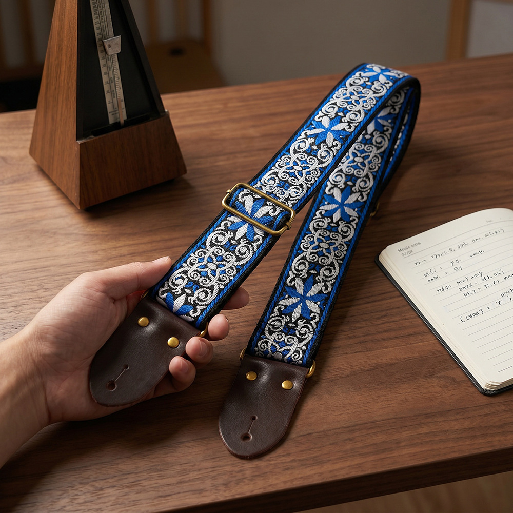 Sangle de guitare brodée à mot - Musical Instrument Dulcimer avis et prix